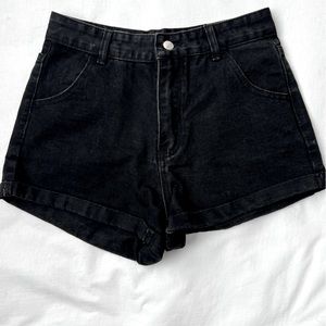 Shein High Waisted Denim Black Jean Shorts Size S
